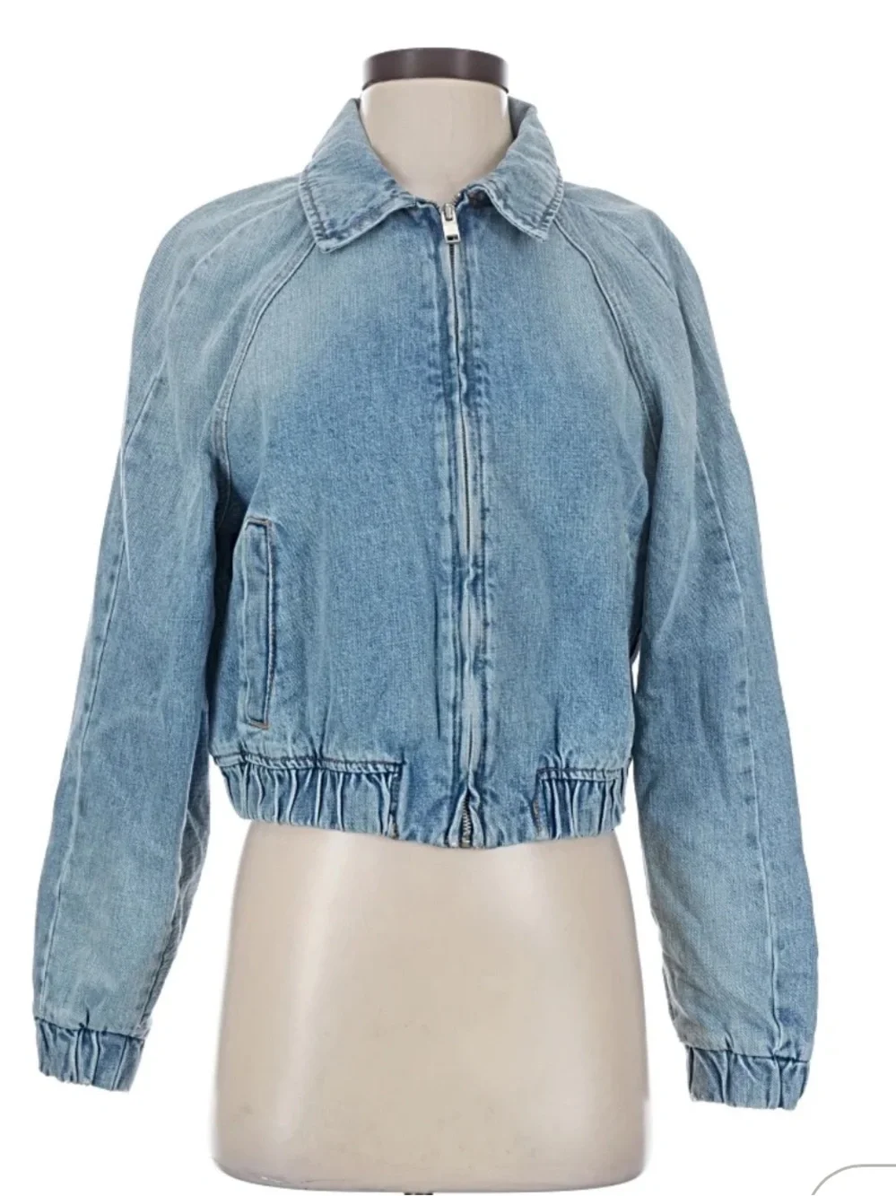 ZARA WOMENS DENIM ZIP UP JACKET NWT SIZE L - Picture 2 of 3